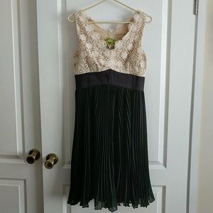 Anthropologie Black and Cream Lacy Cocktail Dress